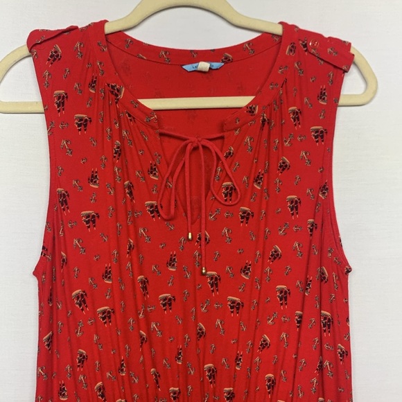 Leifnotes Red Pleated Sleeveless Midi Sundress - Picture 4 of 12